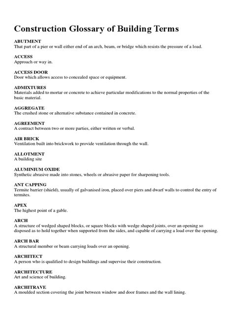LIST: Most Commonly Used Construction Terms .